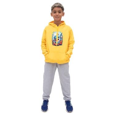 Imagem de Conjunto Infantil Menino Estampa Tubarao Blusa Canguru e Calça Moletom Toque Macio
