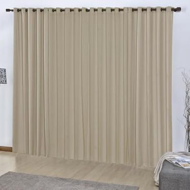 Imagem de Cortina Oxford Premium, 2,00m x 1,50m, 100% Poliéster, com Ilhós, Tecido Duplo, para Sala e Quarto, Moderna (Avelã)