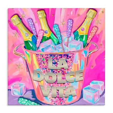 Imagem de Stupell Industries Arte de parede em tela champanhe La Dolce Vita, design de Jess Stempel, 61 x 61 cm