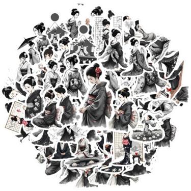 Imagem de 50 peças Gueixa Cultura Japonesa Tradicional Quimono Artístico Adesivos Artísticos Cultura Japonesa Cultural para Mala Frigorífico Telefone Bagagem Laptop Guitarra Carro Adesivos Brinquedos DIY
