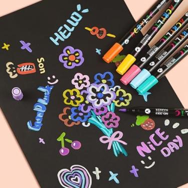 Imagem de Canetas de tinta acrílica de ponta dupla de 24 cores para decorações de Halloween, pedra, pintura rupestre, vidro, superfícies de cerâmica, kit de pintura de abóbora, artesanato DIY