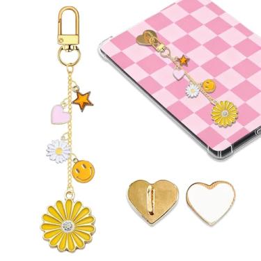 Imagem de LMZLJZ Corrente de pingentes Daisy Kindle para amantes de livros mulheres e homens, chaveiro com pingente de margarida, pingente de acessórios de e-reader, presente para leitores de livros, pingentes