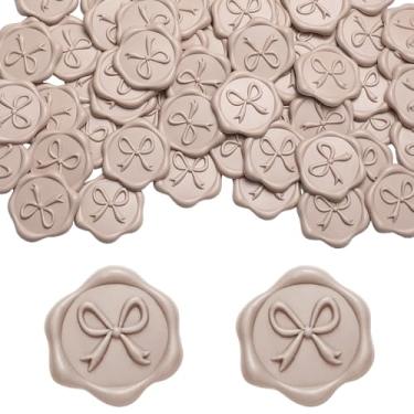 Imagem de MotiMind 100 peças adesivos de selo de cera de laço adesivos de selo de envelope de convite de casamento, decalques de carimbo autoadesivos 3D para convite, chá de bebê, cartões de felicitações