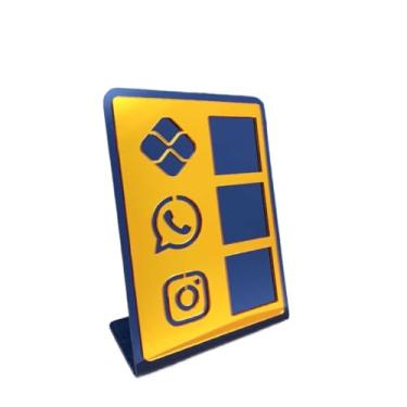 Imagem de Placa Pix Display em Plastico PS Mesa Balcão PIX Zap Instagram Interativo (ECONÔMICO)(Preto & Laranja)