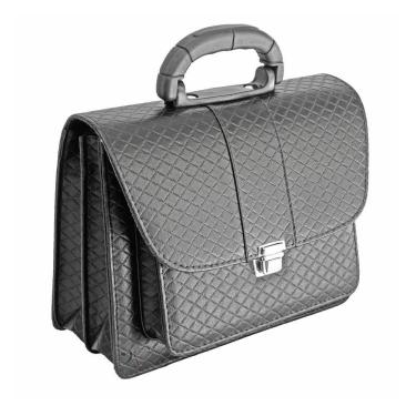 Imagem de Pasta CCB Maleta Tripla Preta | Alça Plástica | 28x22x12 cm