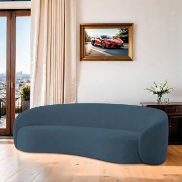 Imagem de Sofá Orgânico Luxo Recepção 220cm Amore Linho Azul Royal