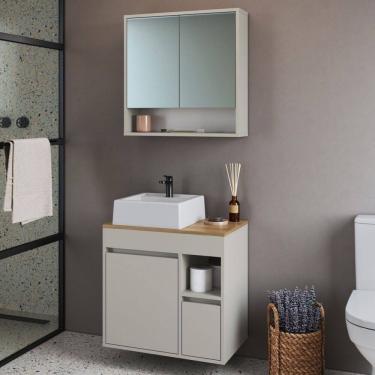 Imagem de Armário de Banheiro Bangladesh 3 Portas 1 Gaveta com Cuba e com Espelho Arenas - Art In Móveis