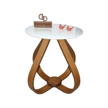 Imagem de Mesa Lateral Cebola Com Vidro 45cm 50cm Branco