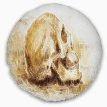 Imagem de Designart Skull on Paper Fractal Effect' Contemporâneo Sala de estar, sofá, almofada de alta qualidade + capa de almofada impressa em ambos os lados 50 cm