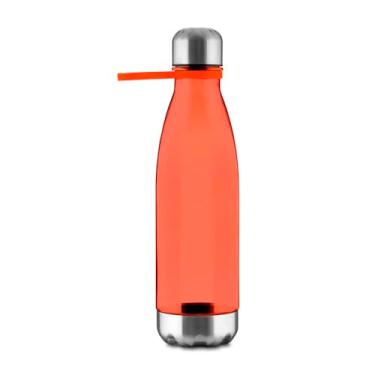Imagem de Garrafa Squeeze Ecológica 700ml (Plástico Reciclado) | Base de Metal e Tampa com Anel de Silicone | Alça Flexível | Ultra Leve 96g | Sustentável e Vedação Segura (Laranja)