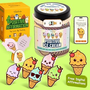 Imagem de Stofinity Presentes de sorvete de apoio emocional - 60 cartões de afirmações positivas para crianças, presentes de dia mais doces para mim, dia dos pais, dia das mães, presente de Natal fofo para