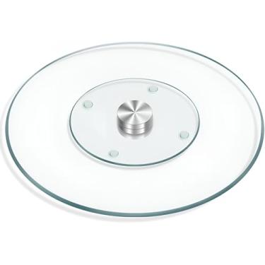 Imagem de Prato Giratório de Vidro para Confeitaria, Base Redonda, 30cm de Diâmetro, Superfície Lisa para Decoração de Bolos
