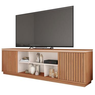 Imagem de Rack Para Sala Bancada De Tv 75 Pol 180cm Simetria Freijó/off White - Caemmun