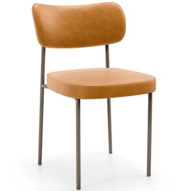 Imagem de Cadeira Decorativa Sala De Jantar Melina Base Arena L02 Couríssimo Whisky - Lyam Decor