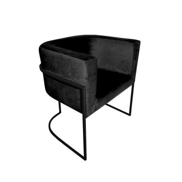 Imagem de Cadeira De Jantar Premium Base De Ferro Preta Veludo Preto