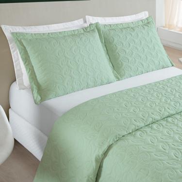 Imagem de Cobre Leito 200 Fios Bordado Ágata Queen 03 Peças - Verde