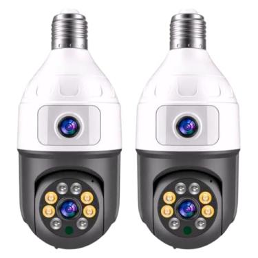 Imagem de Câmera de Segurança IP44 Dupla Lente Interna e Externa HD 1080, Câmera de Visão Noturna colorida Infravermelha WiFi, 360 graus com Audio Bidirecional a prova D água 2 Unidade