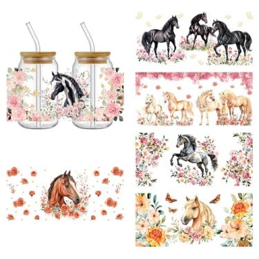 Imagem de KQ18091 6 peças UV DTF Cup Wraps UV DTF Transferência Adesivo Impermeável para Copos de Vidro Mobiliário Artesanato DIY Adesivos de Transferência para DIY Garrafa de Água Laptop Decalque Madeira Carro