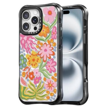 Imagem de Rosarnnah Capa para iPhone 16 Pro Max fofa - compatível com Magsafe - Capa de telefone à prova de choque com proteção contra quedas de grau militar de 6 m - Design engraçado de flor da paixão (17,5 cm