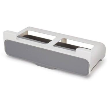 Imagem de Porta Condimentos de Plástico com 6 Potes e Suporte Autoadesivo, Preto e Cinza, 31,5 x 13,5 x 8 cm, Organizador de Temperos para Parede