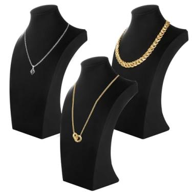 Imagem de LDHHYH Pacote com 3 suportes de exibição de colar, suportes de exibição de busto de joias, suporte de manequim de colar para venda de lojas domésticas, adereços de fotografia de feiras comerciais