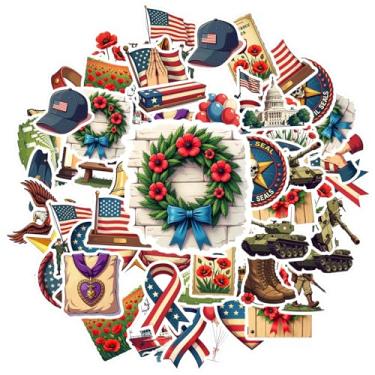 Imagem de Adesivos patrióticos militares para comemoração de honra patriótica, 35 peças, adesivos militares soldados para telefone faça você mesmo, guitarra, notebook, mala, laptop, bagagem, álbum de recortes
