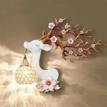 Imagem de Luminária de parede moderna em formato de veado, estilo criativo e elegante, para sala de estar, quarto, escritório, casa de campo, hotel, quarto infantil, corredor, com iluminação LED decor