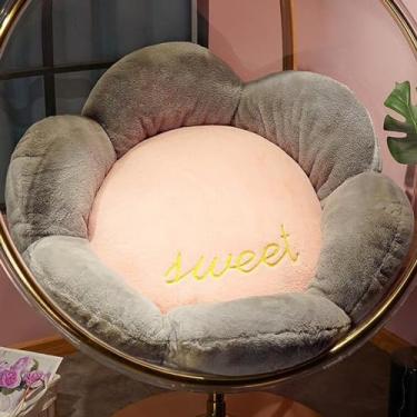 Imagem de Almofada de chão de flor macia - Almofada de sofá elegante e almofada de cadeira para decoração de casa, destaque de quarto aconchegante (impermeável, lavável) (coração de flor rosa, 70 cm)