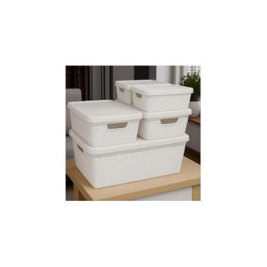 Imagem de Organizador para Geladeira com Tampa, Plástico Transparente e Branco, 23,5x16,5x14cm, com Cesta Divisória, para Alimentos