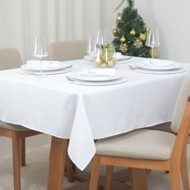 Imagem de Toalha de Mesa Natal, Oxford Maquinetado, 8 Lugares, 250x145cm, 100% Poliéster, Bainha (Branco)