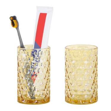 Imagem de Tonxus Suportes de escova de dentes para banheiros, suporte de escova de dentes de vidro de 340 g e conjunto de copos de banheiro, acessórios decorativos de banheiro organizador de copos de