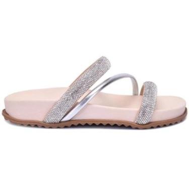 Imagem de Sandália Rasteirinha Feminina Papete Moda Strass Macia NL374-Feminino