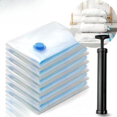 Imagem de Kit 10 Sacos a Vácuo + Bomba Sucção Organizador de Roupas e Viagem(5 Sacos + Bomba Tam: Variados)