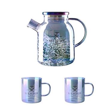 Imagem de YWangQiang Jarros de água fria, jarro de vidro resistente ao calor, jarro de grande capacidade, jarro de festa, suco, filtro, jarro de chá, jarro refrigerado doméstico 1800 ml (Cor: Cor-A Tamanho: 18