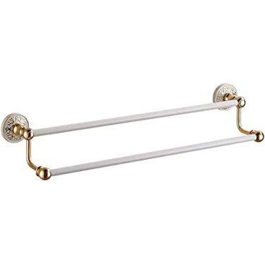 Imagem de Toalheiro de poste duplo, toalheiro branco dourado plus, barra de toalha de ferrugem de alumínio espacial, perfuração livre para banheiro, cozinha, escritório. Sem perfuração-I 80 cm Cor: J, Tamanho