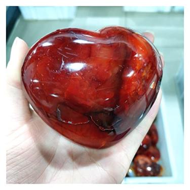 Imagem de FITTAR Cheio de textura cabochão natural cristais de ágata vermelha coração esculpido decoração de casa pedras preciosas presentes femininos pedras de quartzo (tamanho : 330-400g)