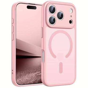 Imagem de SFDSUH Capa protetora magnética fosca translúcida para iPhone 16e com carregador sem fio (para iPhone 16e/Rosa)