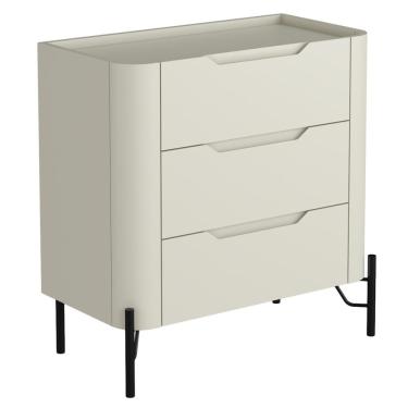 Imagem de Mesa De Cabeceira Orgânica 3 Gavetas Pés Industrial Preto Bliss I03 Luna - Lyam Decor