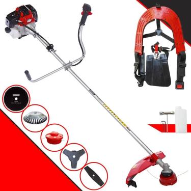 Imagem de Roçadeira À Gasolina Toyama RT52L 2T 52cc 10.000rpm 2HP 5 Opções de Corte Com Facas 2 Pontas, 3 Pontas, 80 Dentes, Escova de Aço e Carretel de Nylon