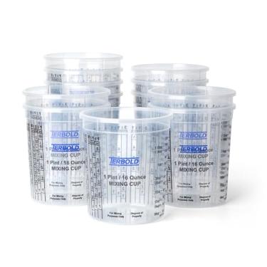 Imagem de Copos de mistura de tinta, copos medidores de plástico descartáveis de 473 ml para pintura automotiva, epóxi, resina, arte (pacote com 12)