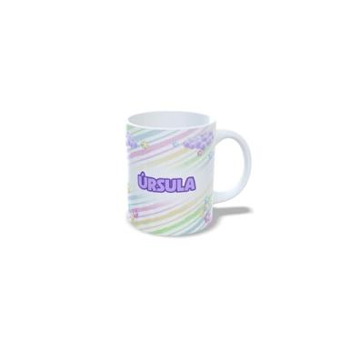 Imagem de Caneca de Cerâmica Branca Personalizada 325ml com Alfabeto Princesas, Nome Customizado e Letra Inicial Decorativa (u)