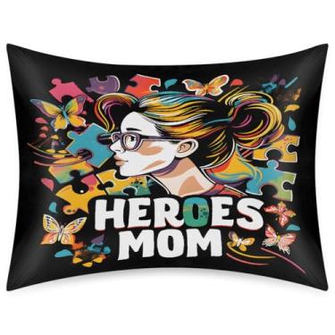 Imagem de Fronha de almofada de cetim de seda de tamanho padrão para cabelo e pele, capa de almofada macia para meninas refrescantes arte autismo com fecho de envelope para dormir mulheres homens crianças 50 x