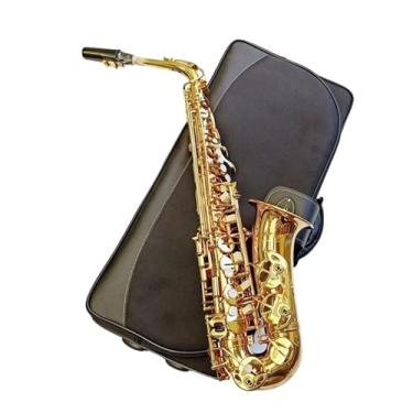 Imagem de Instrumento de saxofone profissional alto drop E saxofone alto dourado saxofone alto aparência bonita com acessórios de instrumento