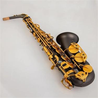 Imagem de Instrumento de saxofone para iniciantes e adultos, saxofone alto, preto, preto, niquelado, esculpido, madeira profissional (A)