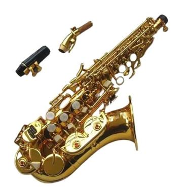 Imagem de Instrumento de saxofone saxofone soprano curvo ouro instrumento de tocar profissional saxofone soprano curvo e caixa dura