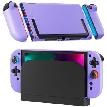 Imagem de RHOTALL [Versão atualizada pode ser encaixada facilmente] Capa roxa acoplável para Nintendo Switch 2 2025, capa protetora rígida de policarbonato, capa de controle fina e fofa com joycon removível