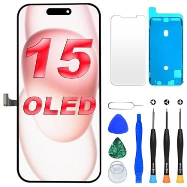Imagem de DIGI4U Tela OLED para iPhone 15 de substituição, tela FHD COF de 6,1 polegadas [NÃO LCD] para montagem de digitalizador de tela iPhone 15, com kit de ferramentas de reparo para tela de substituição do