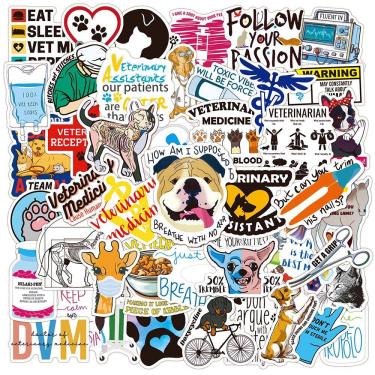 Imagem de Adesivos veterinários de vinil impermeável, anime, 50 unidades/lote