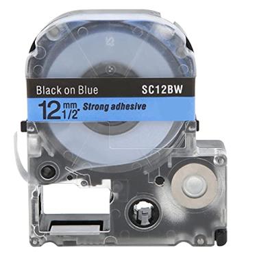 Imagem de Fita de rotulagem resistente à corrosão, resistência ao desgaste, 12mm, etiqueta anticorrosão, adesivos para animais de estimação para impressora king jim, material escolar, uso (Texto preto de 12 mm