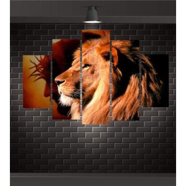 Imagem de quadros decorativo 5 peças mod Jesus força leão - autopc 3mm